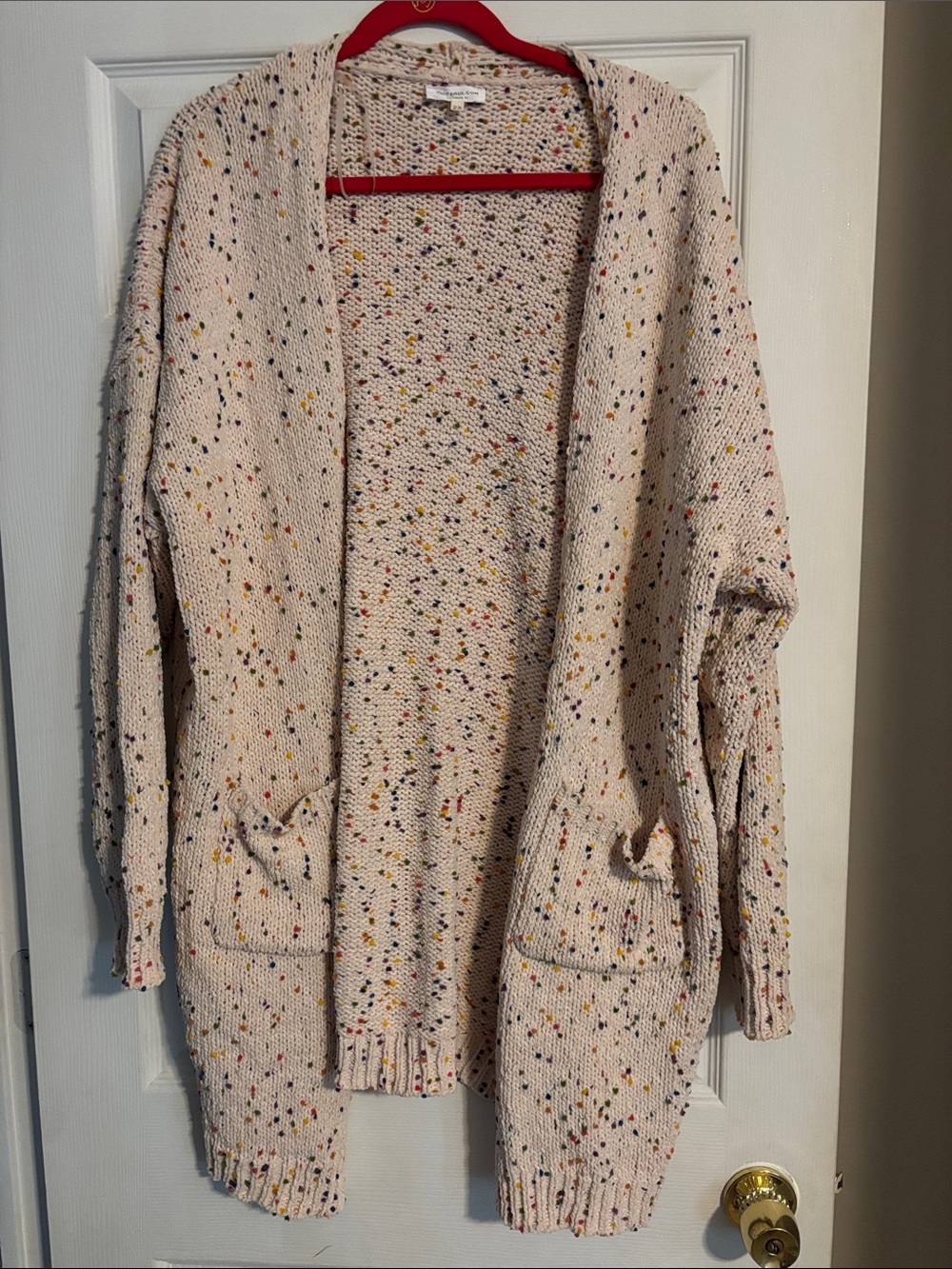 Cozy Cream Speckled Open-Front Women's Cardigan Sweater
